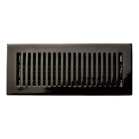 Signature HW-Modern Style Brass Floor Register w/wall Clips 4x12"-Black Powder