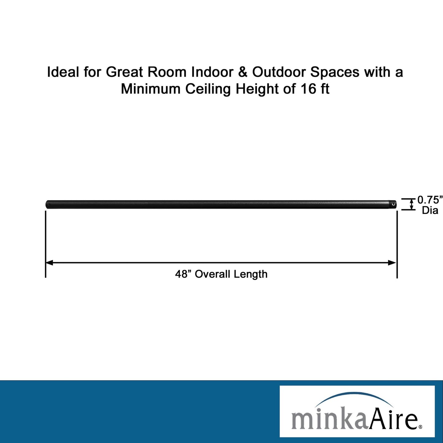 Minka-Aire 48 Inch Ceiling Fan Downrod - Coal - DR548-CL