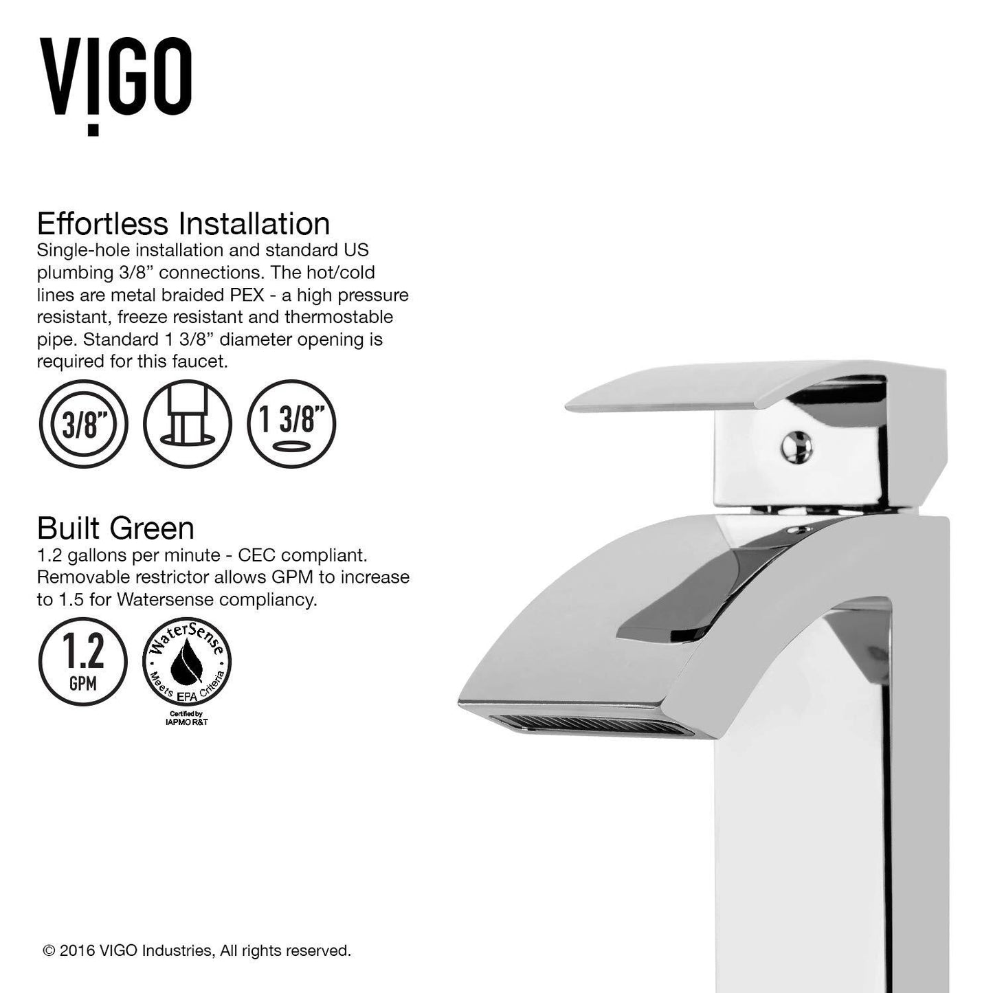Vigo VG01015CH Lavatory Faucet - Single Hole - Chrome