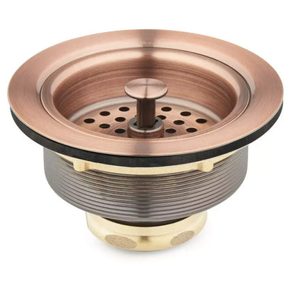 Signature Hardware-3-1/2" Kitchen Sink Basket Strainer-Satin Copper