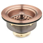 Signature Hardware-3-1/2" Kitchen Sink Basket Strainer-Satin Copper