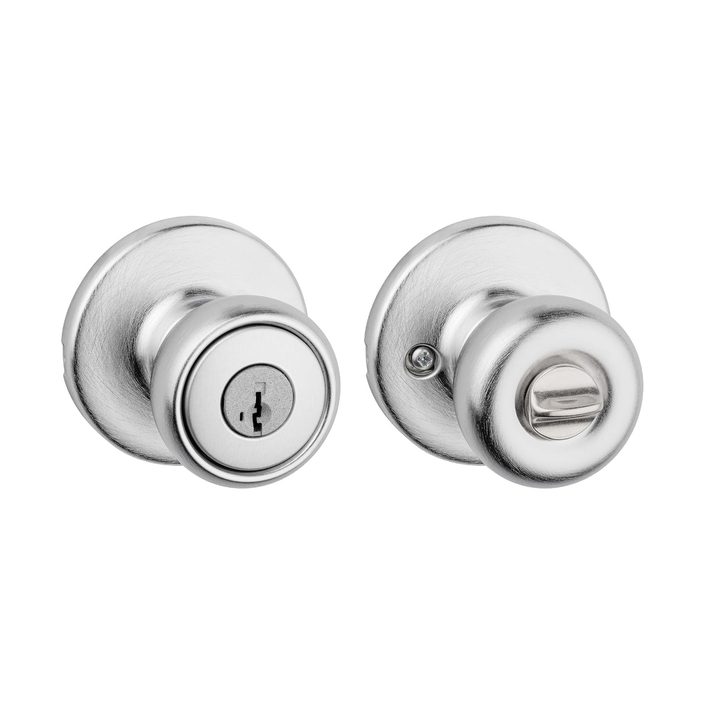 Kwikset Tylo Entry Door Knob, Keyed Handle Exterior Doorknob, Satin Chrome,
