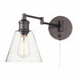 Globe Electric 65311 Wall Sconce, Plug-in, Dark Bronze, Clear Shade, 60-Watt