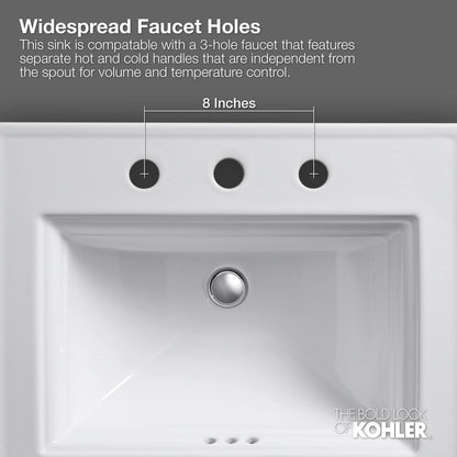 Kohler 2196-8-0 Pennington® Drop-in bathroom sink w/8" widespread faucet holes