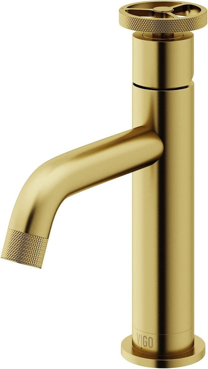VIGO Cass Single Handle Single-Hole Bathroom Faucet Matte Brushed Gold-VG01046MG