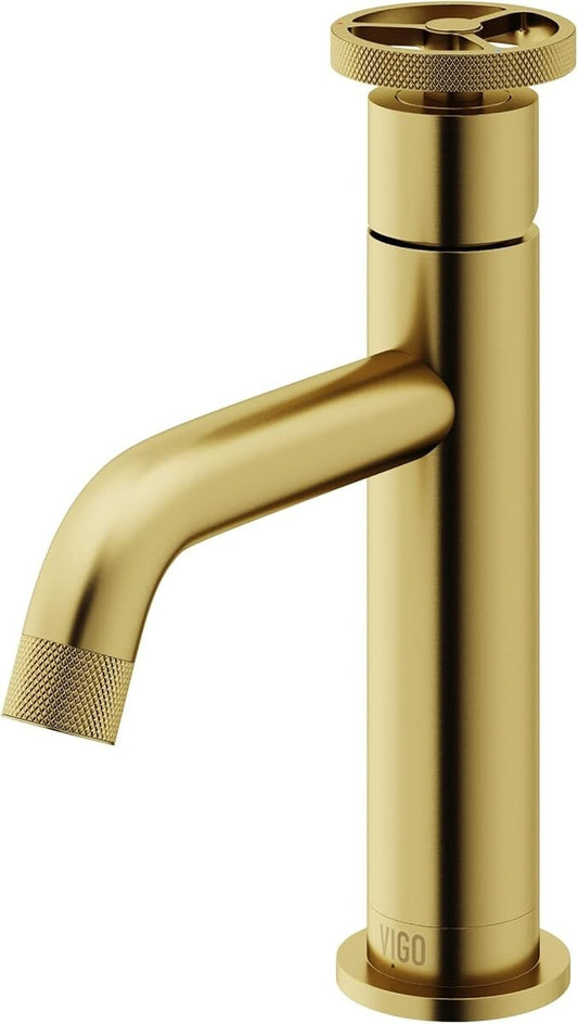 VIGO Cass Single Handle Single-Hole Bathroom Faucet Matte Brushed Gold-VG01046MG