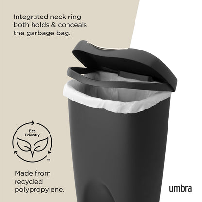Umbra 084200-047 Brim Step On Trash Can, Black, 13 Gallon