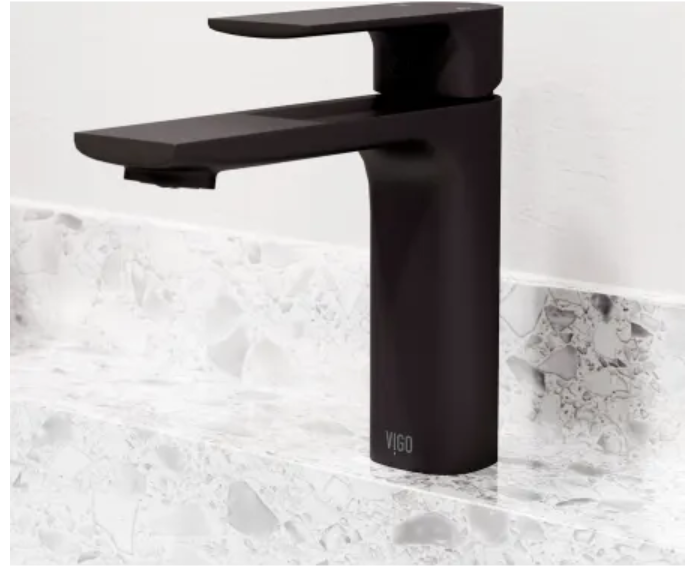 VIGO Matte Black 1 Hole Single Handle Bathroom Sink Faucet