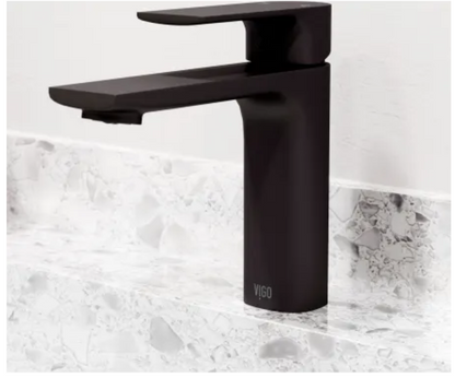 VIGO Matte Black 1 Hole Single Handle Bathroom Sink Faucet