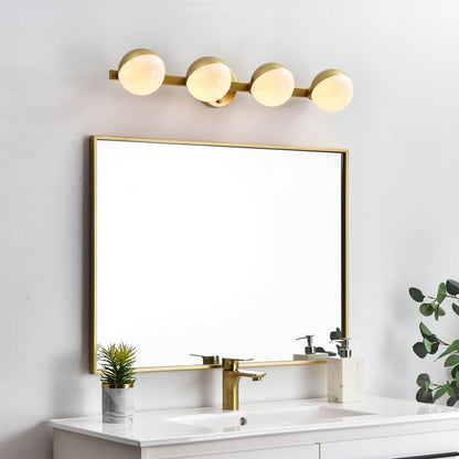 Living District Majesty 4-Light Metal Bath Sconce in Chrome/Frosted White