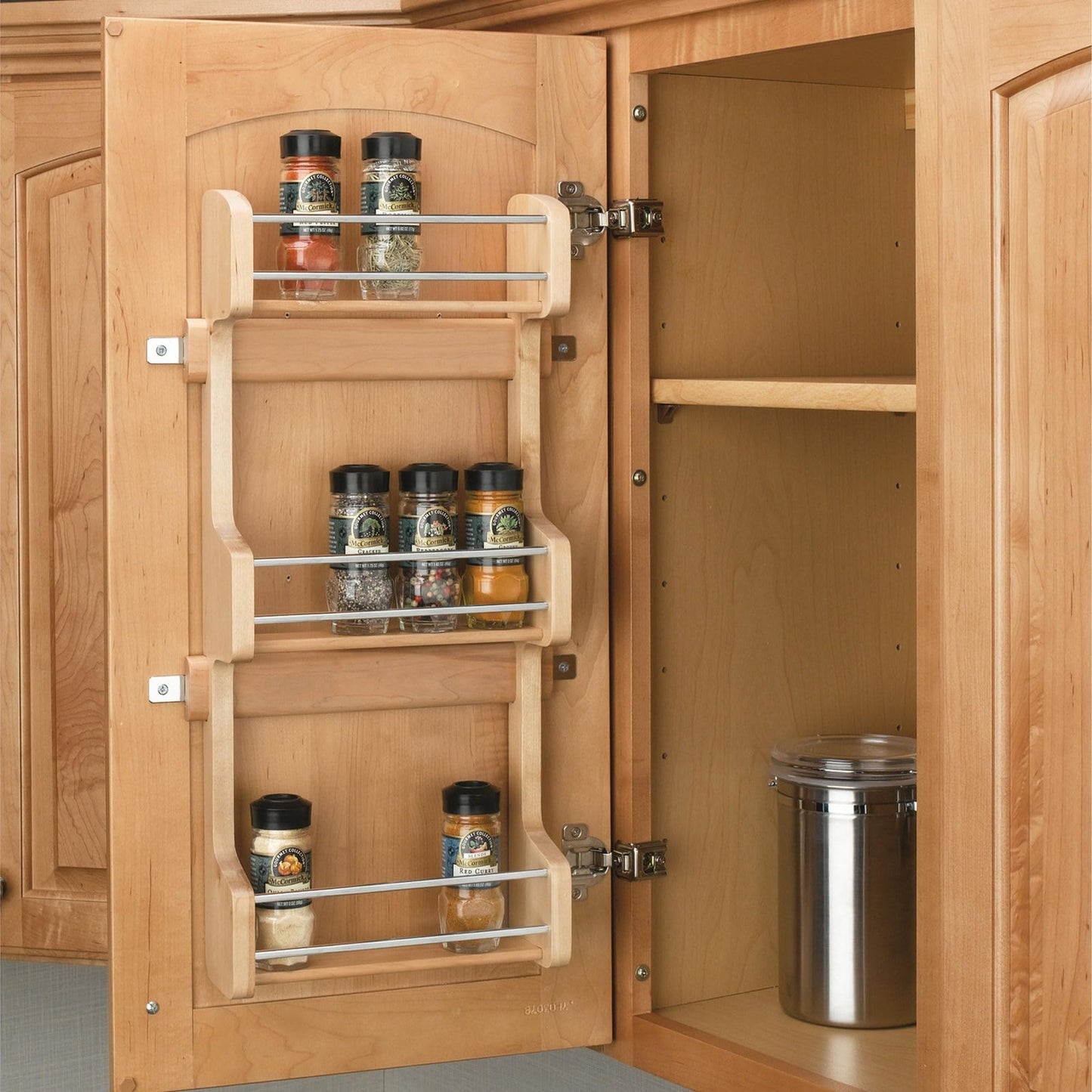 Rev-A-Shelf 15" 4SR-15 - 3 Tiered Pull Out Shelf Pantry Organizer Maple Wood