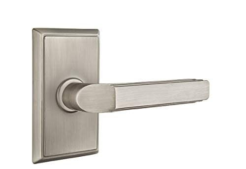 Emtek 8521MUS15A Dummy Set, Rectangular Rosette, Milano Lever, Pewter