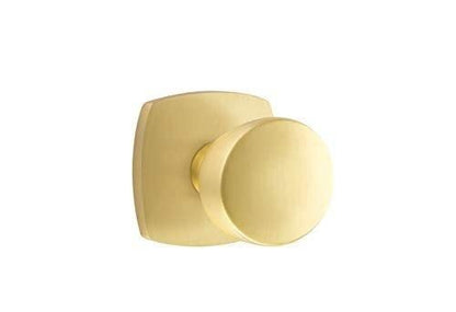 Emtek 5306LAUUS4 Full Dummy Set, Urban Modern Rosette, Laurent Knob, Satin Brass
