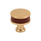 Signature HW 954065-114 Lazzara 1-1/4" Brown Leather Mushroom Knob-Brushed Gold