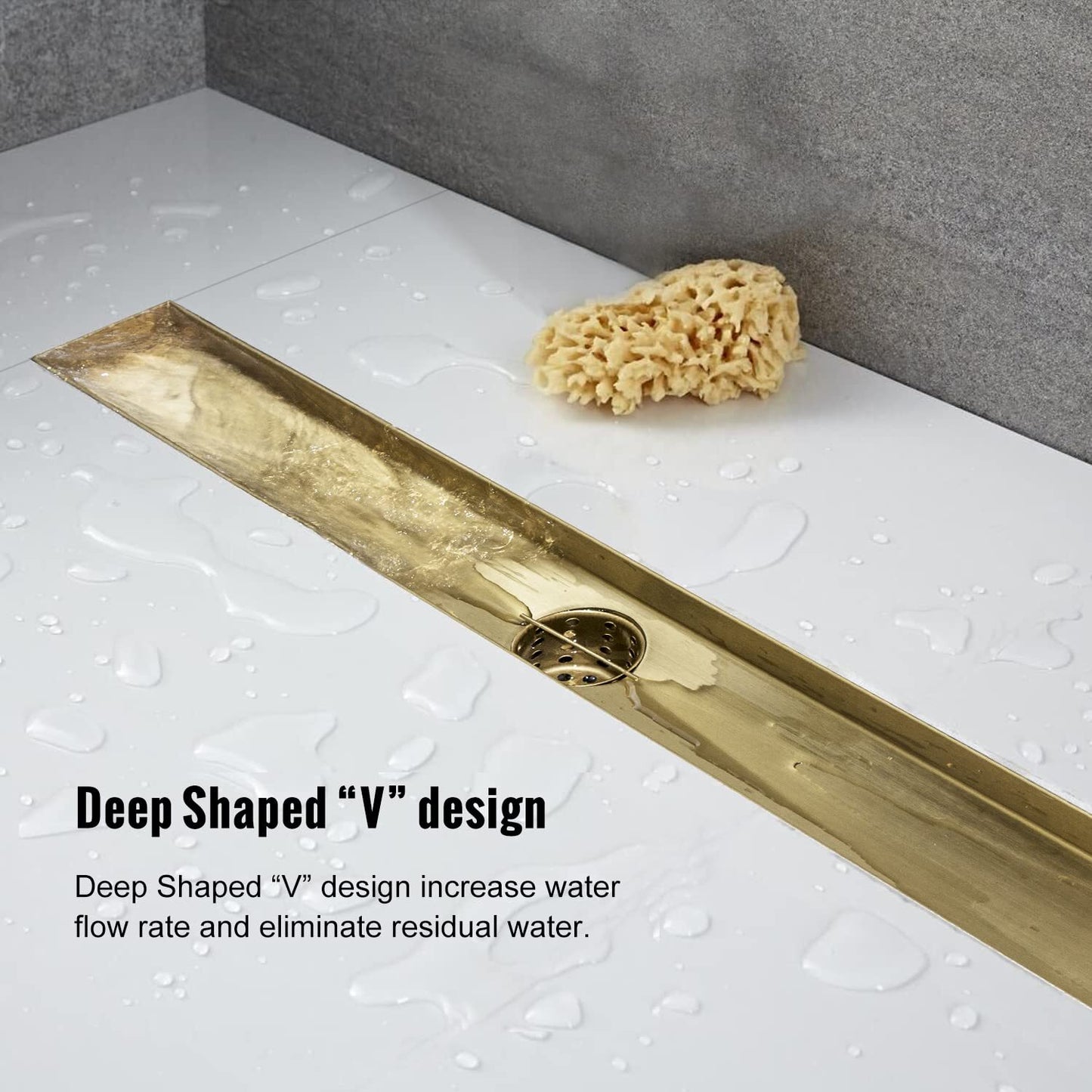 AGLSD-T-36IN Linear Shower Drain, 36" Gold Drain Tile Insert 2-in-1 Shower Drain