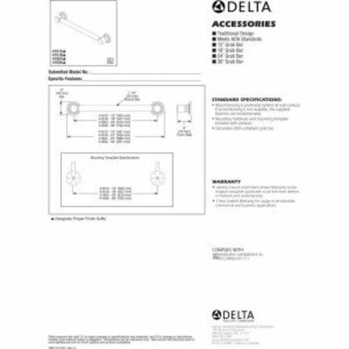 DELTA 41624-SS Traditional Decorative Grab Bar, 24", Brilliance Stainless