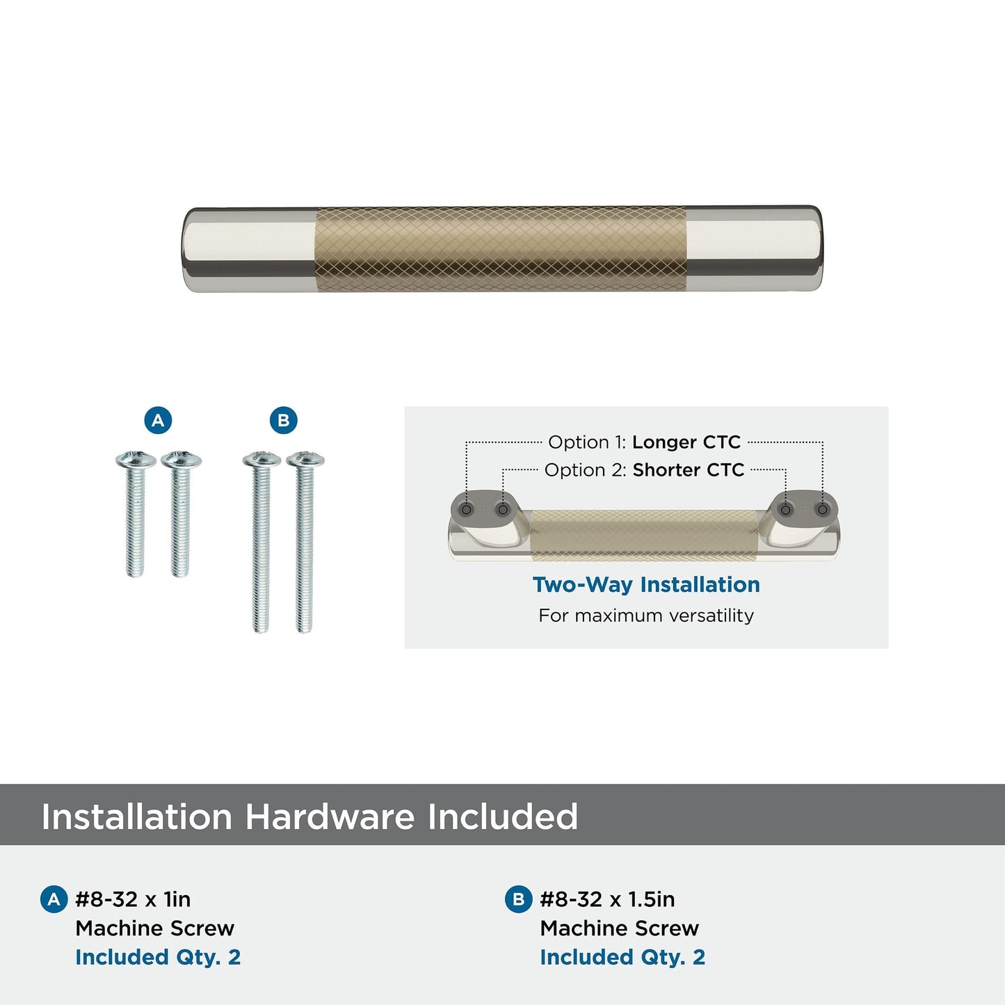 Amerock BP36557PNBBZ Cabinet Pull Polished Nickel/Golden Champagne 3-3/4" C2C