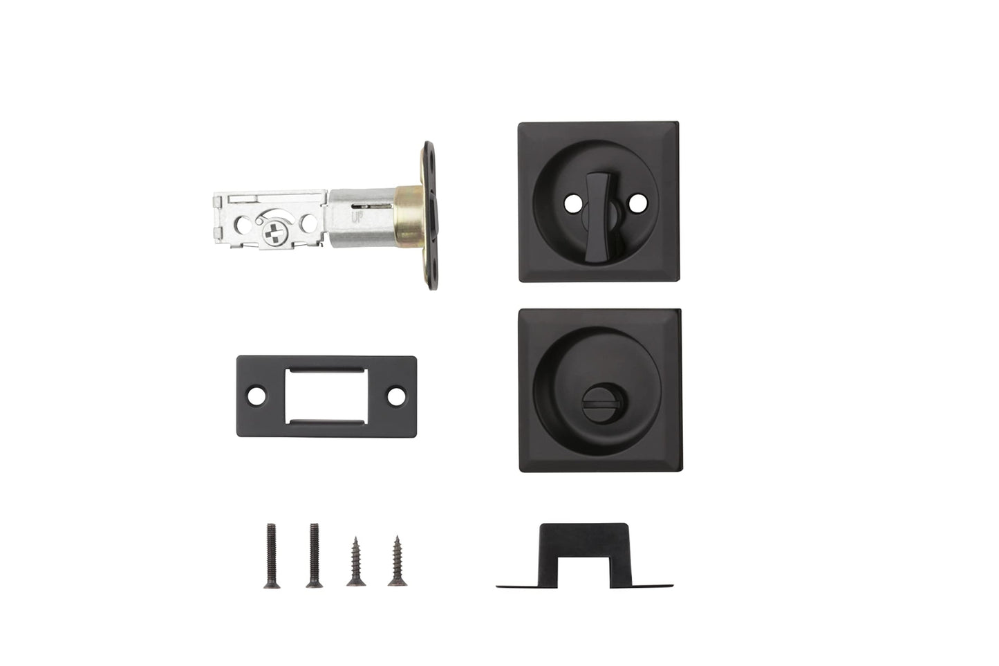 Kwikset 335SQT-514 Square Privacy Pocket Door Lock Iron Black Finish