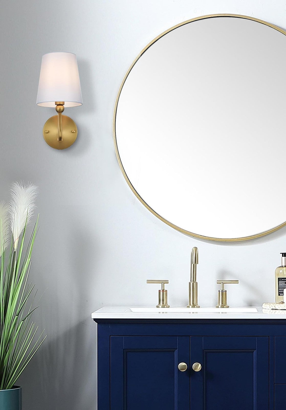 Living District LD7322W6CH Colson 1-Light Metal&Fabric Bath Sconce Chrome/White