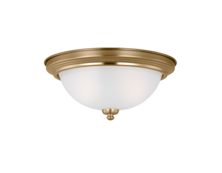 Generation Lighting Geary 2 Light 13" Outdoor Bowl Ceiling Fixture-Satin Brass