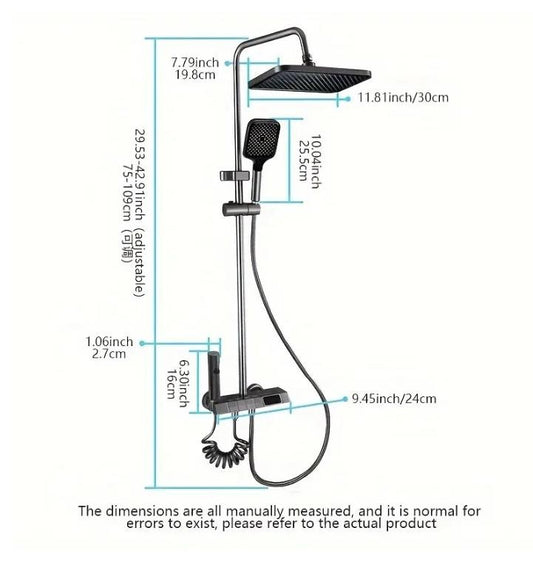 Oversize Showers System, New Condition, 4-Modes, Black