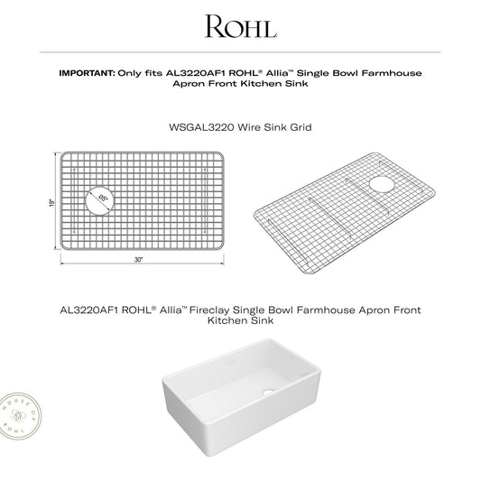 Rohl WSGAL3220SS Kitchen Sink Grid, Stainless Steel