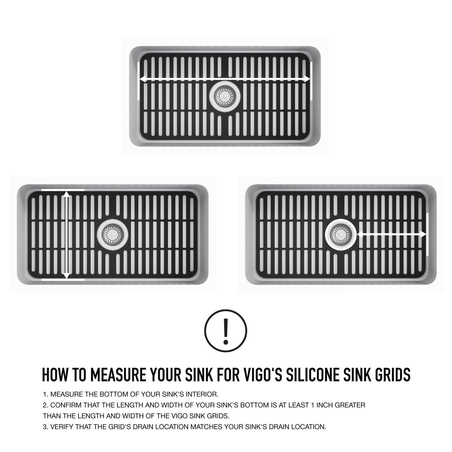 VIGO VGSG2512MB 25x13" Silicone Kitchen Sink Grid Single Basin Matte Black