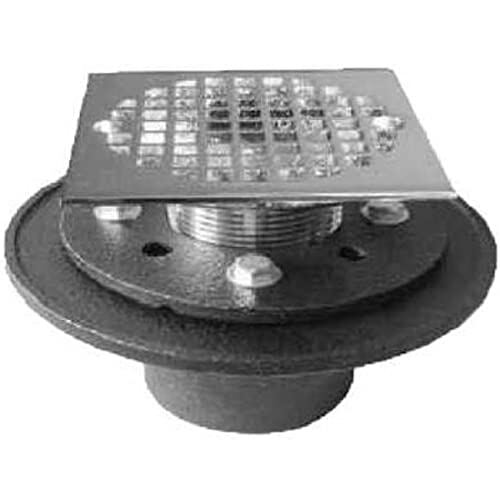 PROFLO PF42947SQ Cast Iron Square Shower Drain (2" IPS Connection) - Chrome