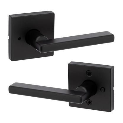 Kwikset 730HFLSQT-514 Halifax Interior Privacy Door Lever Matte Black Reversible