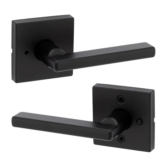 Kwikset 730HFLSQT-514 Halifax Interior Privacy Door Lever Matte Black Reversible