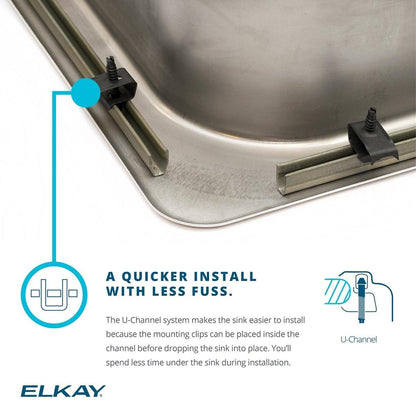 Elkay Lustertone DLR2219103 Single Bowl Top Mount Stainless Steel Sink