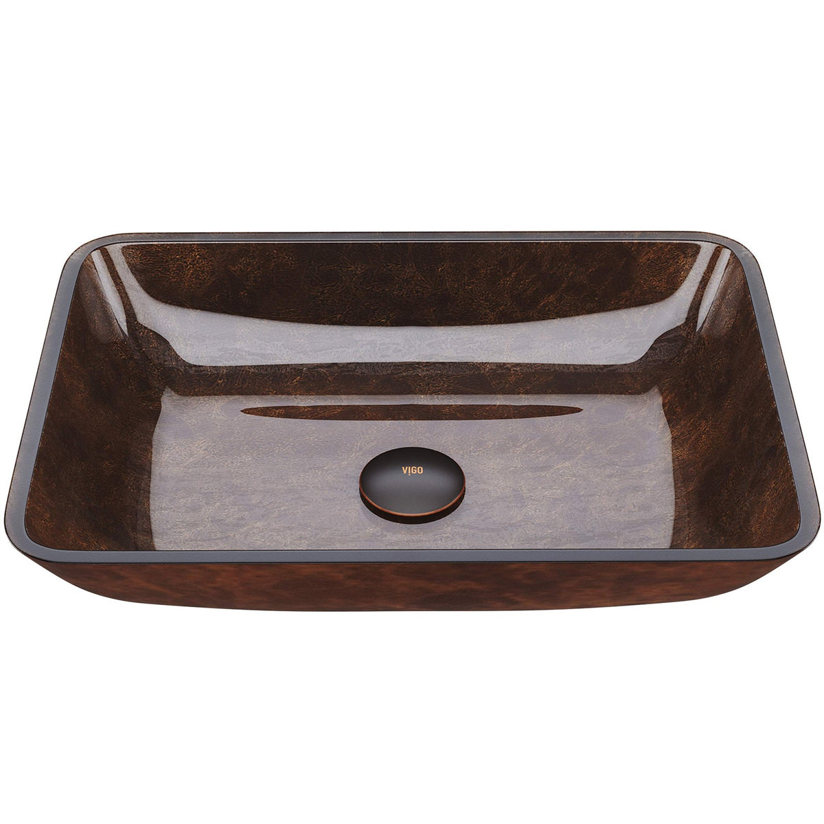 VIGO VG07089 Donatello 18"x13"x4" Over Counter Glass Vessel Sink Reddish Brown