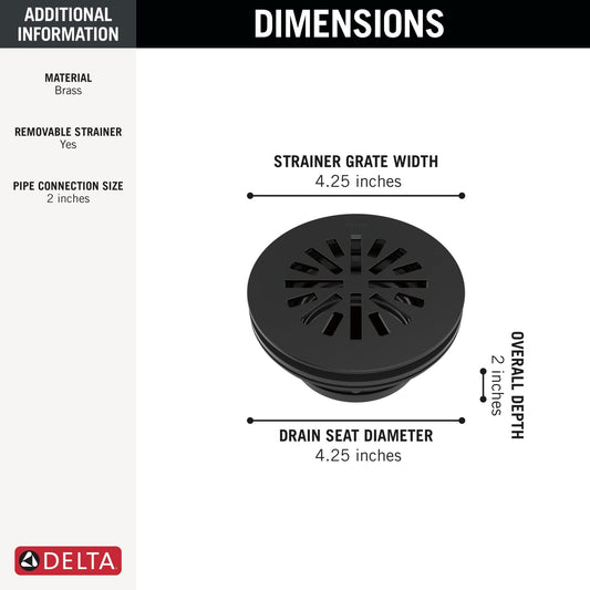 Delta DT051411-BL - 4 inch Prefab Round Shower Drain - Matte Black