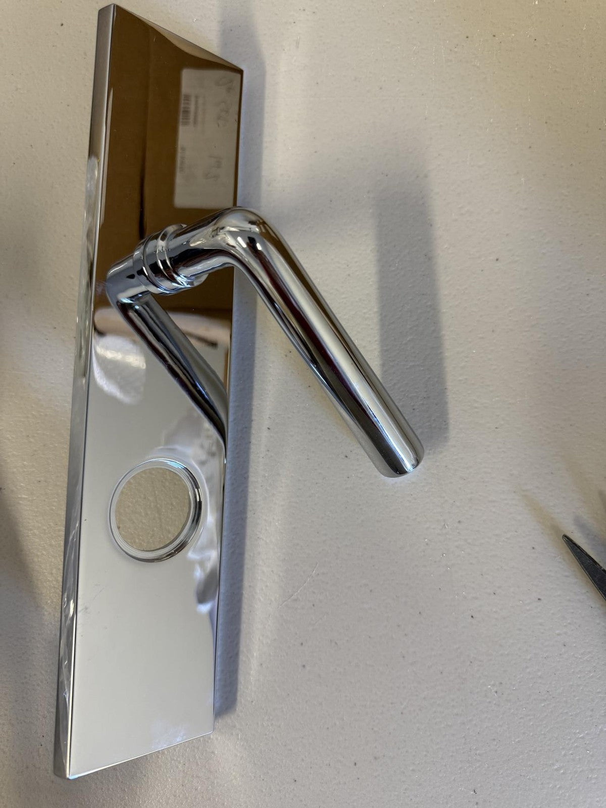 Omnia D12368 Deadbolt Lever Lockset With Plates - Polished Chrome