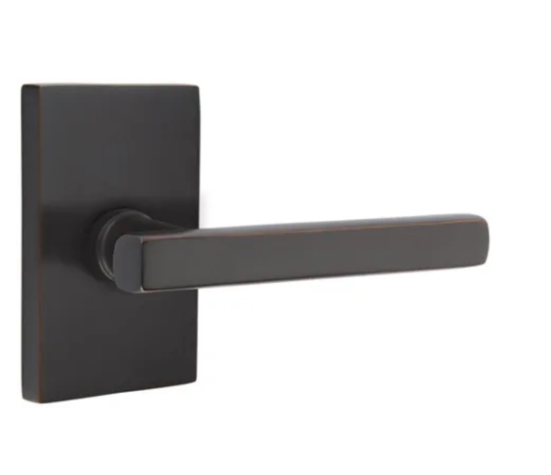 Emtek 5212FRL Freestone RH Privacy Door Lever Set w/Modern Rectangular Rose ORB