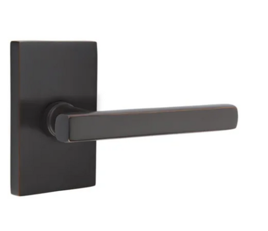 Emtek 5212FRL Freestone RH Privacy Door Lever Set w/Modern Rectangular Rose ORB