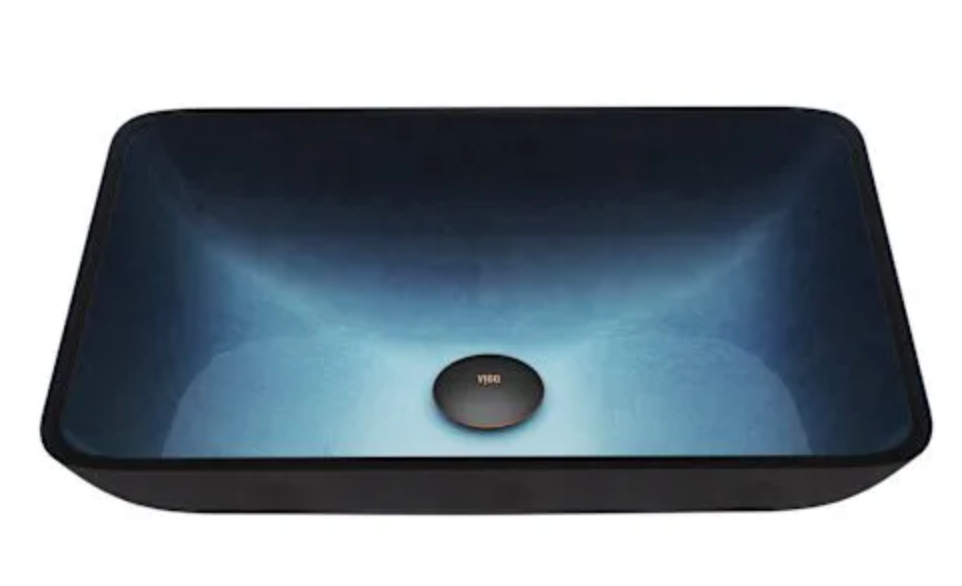 Vigo VG07068 Donatello 18"x 13" x 4" Rectangular Glass Vessel Bathroom Sink