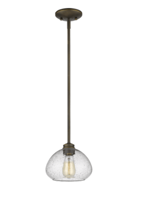 Z-Lite Amon 8" Wide Pendant with Clear Seedy Glass - Olde Bronze