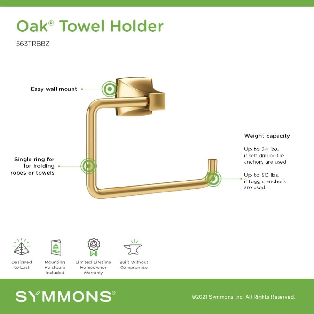 Oak Wall Mounted Towel Ring in Brushed Bronze - 563TRBBZ