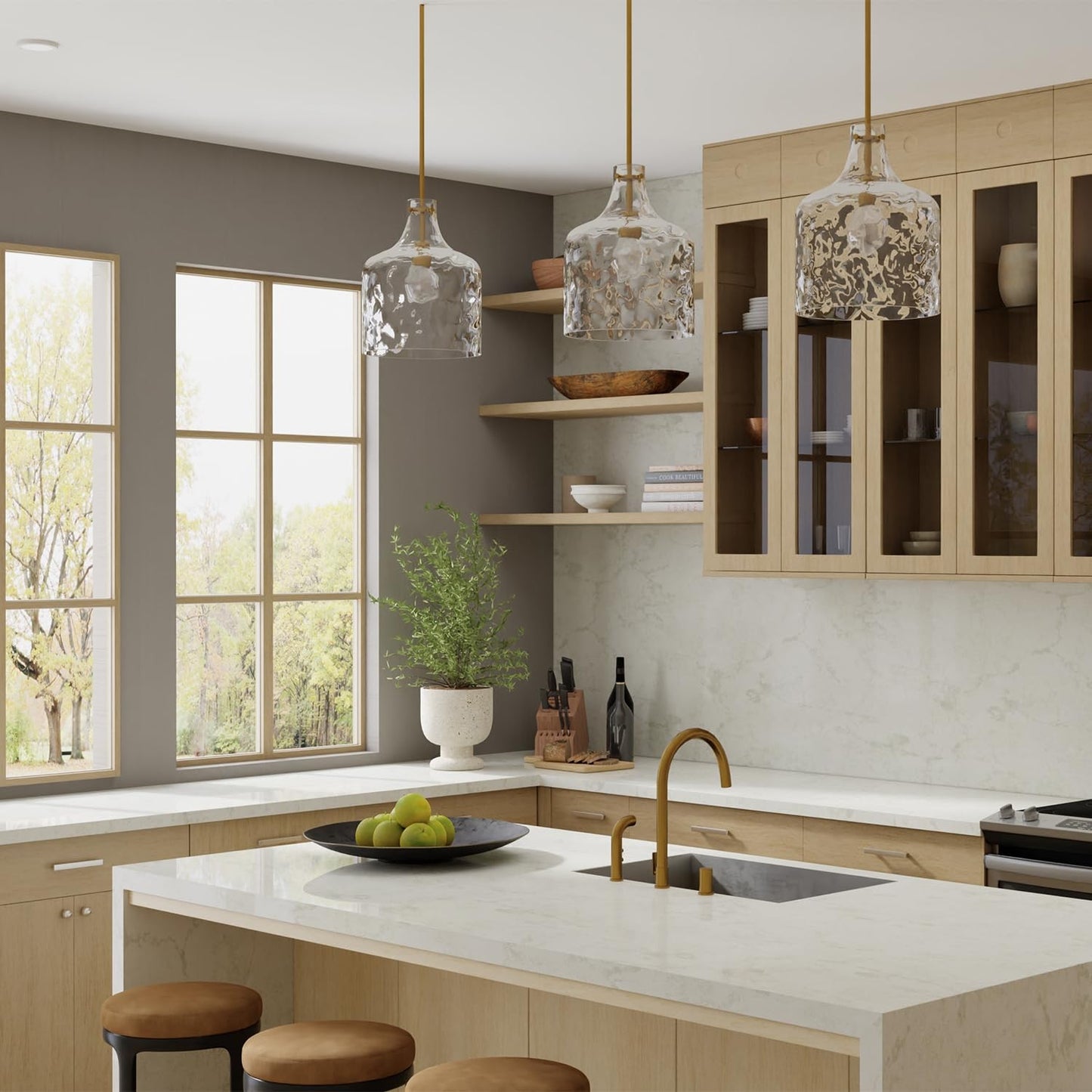 HomePlace Lighting 325717AD Glass Jar Pendant Light, 1-Light 100 Watt Aged Brass