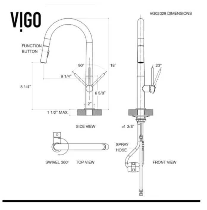 VIGO Greenwich VG02029MG Single-Handle Pull-Down Sprayer Kitchen Faucet - Matte