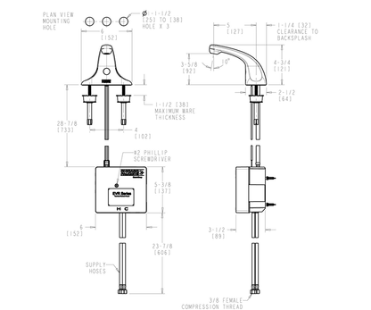 Chicago Faucets EVR-A12A-13ABCP Touchless Bathroom Sink Faucet , Polished Chrome