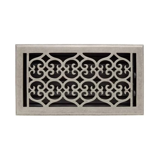 Signature HW-Old Victorian Brass Floor Register-Mottled Antique Pewter-14x2-1/4"