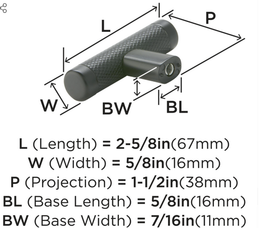 Amerock BP36556BBR - 2 5/8" Long Cabinet Knob in Black Bronze