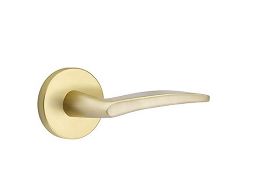 EMTEK 5209POSRHUS4 Disk Rosette Privacy Set Poseidon Lever-RH-Satin Brass