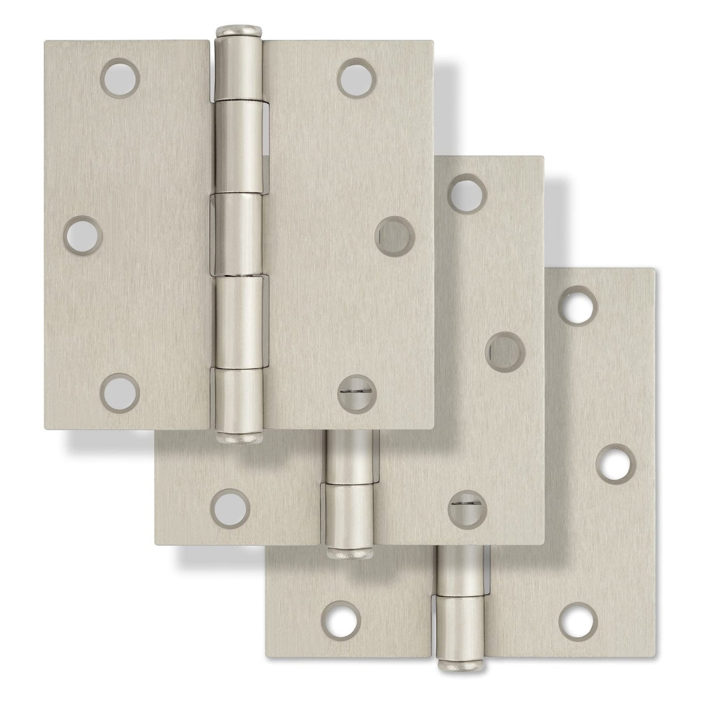 Miseno MDH3523 3-1/2x3-1/2 Plain Bearing Square Corner Door Hinge 3-Pack Nickel