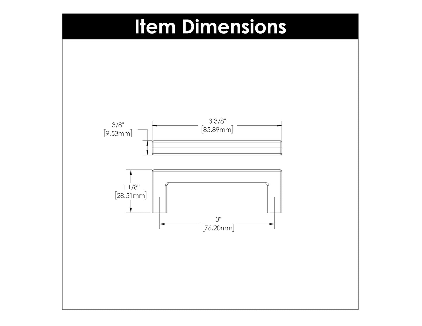 Hickory Solid Core Kitchen Cabinet Pulls, Luxury Handles, 3 Inch Hole Center