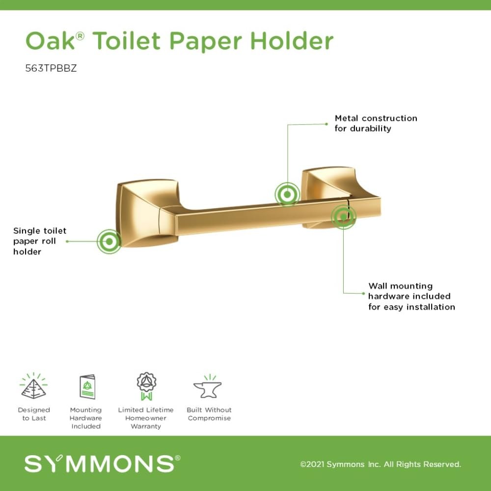 Symmons 563TPBBZ Oak Wall Mounted Toilet Paper Holder Brushed Bronze