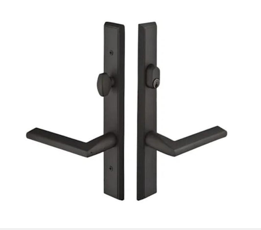 EMTEK 1451LRLHFB Keyed Entry Lever LH Set Larriat American Cylinder Flat Black