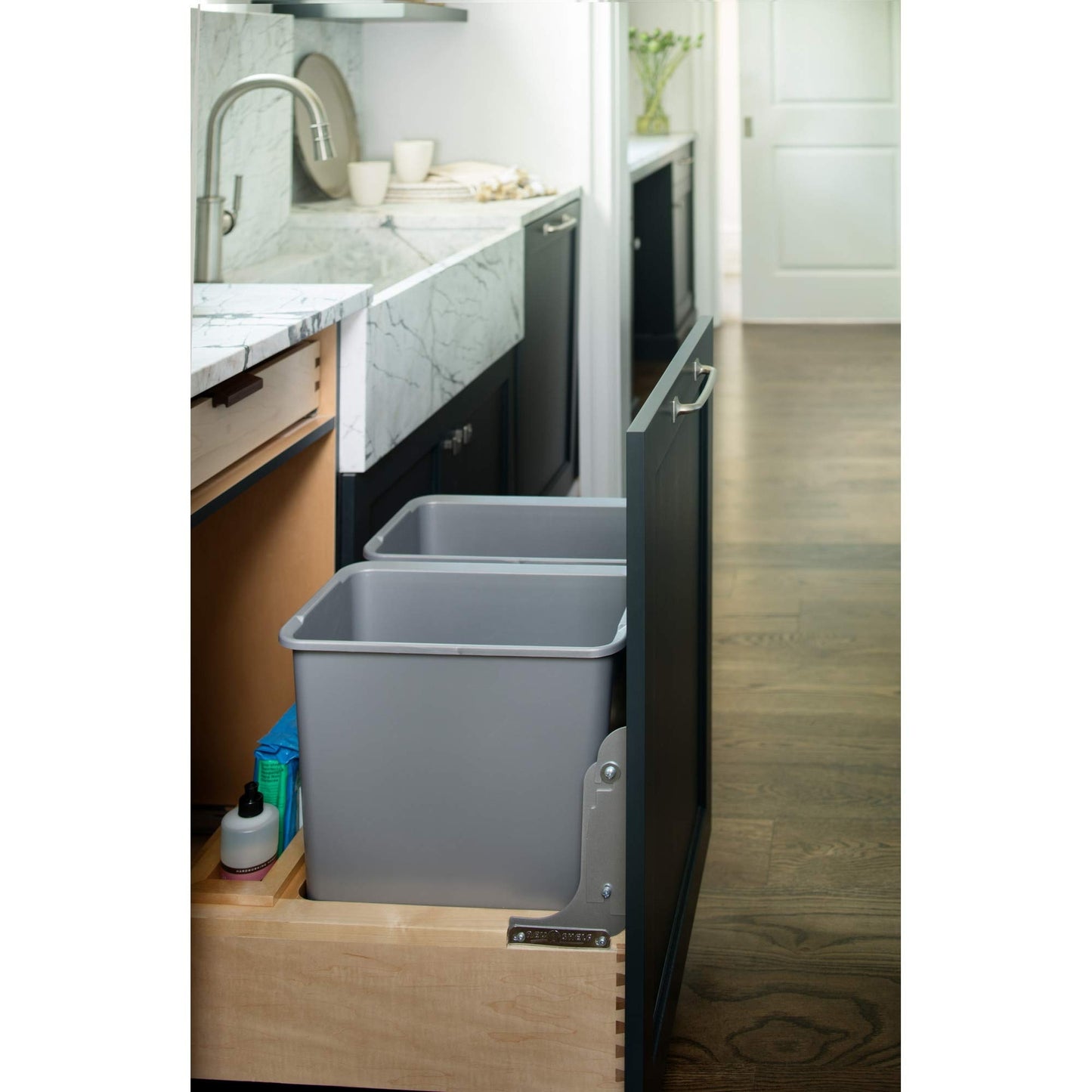 Rev A Shelf 4WC-24DM2SC Heavy Duty Double 30 Quart Mounted Pullout Container Bin